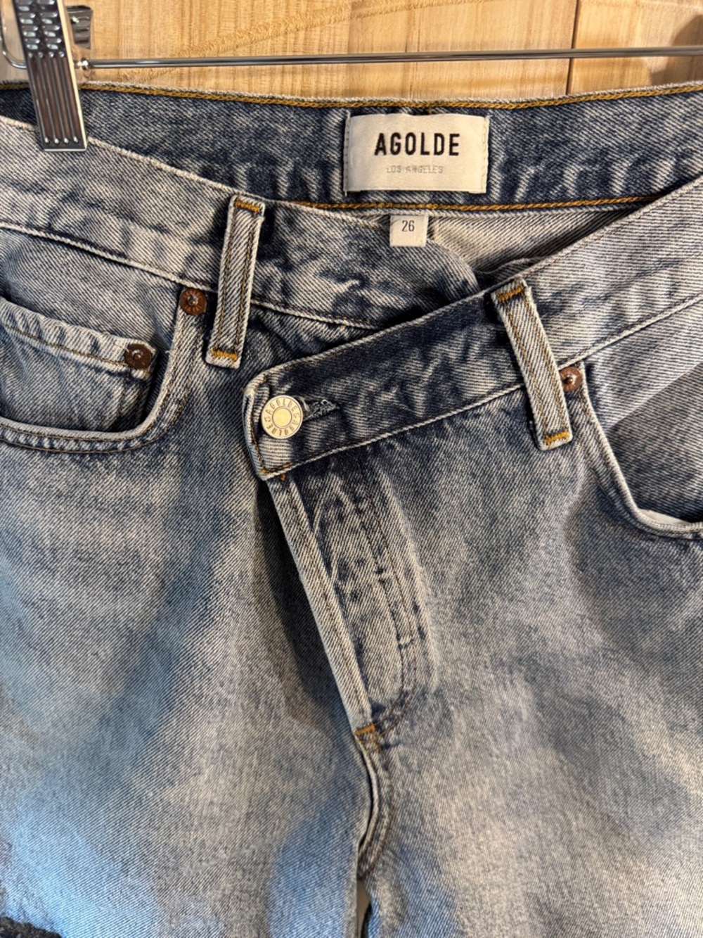 Agolde Light Blue High-Rise Denim Shorts - Picture 3 of 5